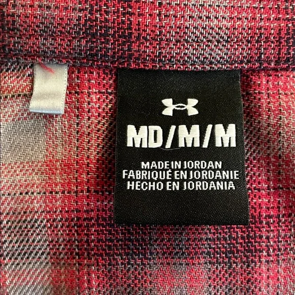 Under Armour Red and Gray Plaid Flannel Shirt Unisex - Picture 8 of 12